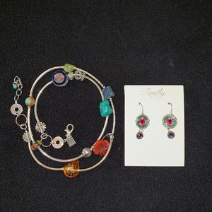 Silver colorful jewelry set